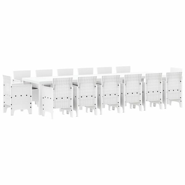 vidaXL Garden Dining Set 15 pcs White Polt rattan