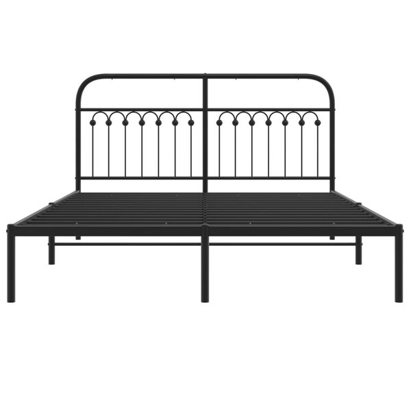 vidaXL Bed Frame Black Steel King Bed Frame Rectangular Traditional