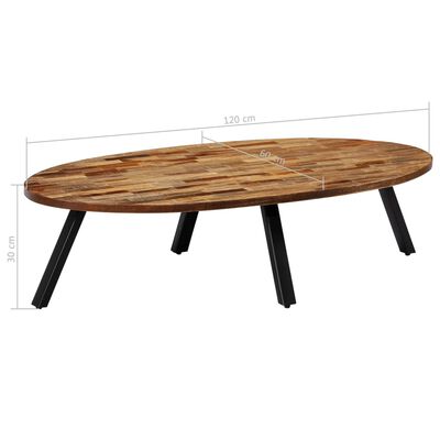 vidaXL Coffee Table Solid Reclaimed Teak Oval 47.2"x23.6"x11.8"