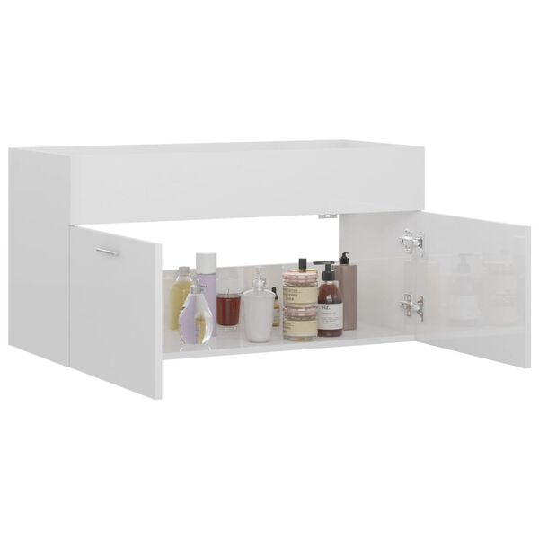 vidaXL Sink Cabinet High gloss white Engineered wood Medium Sink Cabinet