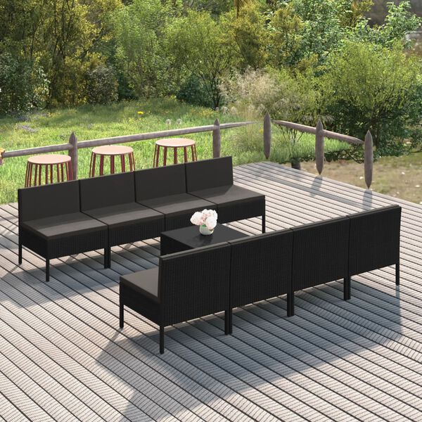 vidaXL Garden Lounge Set Black
