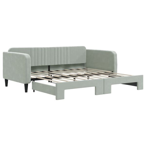 vidaXL Daybed with Trundle without Mattress Light Gray 39.4"x74.8" Velvet