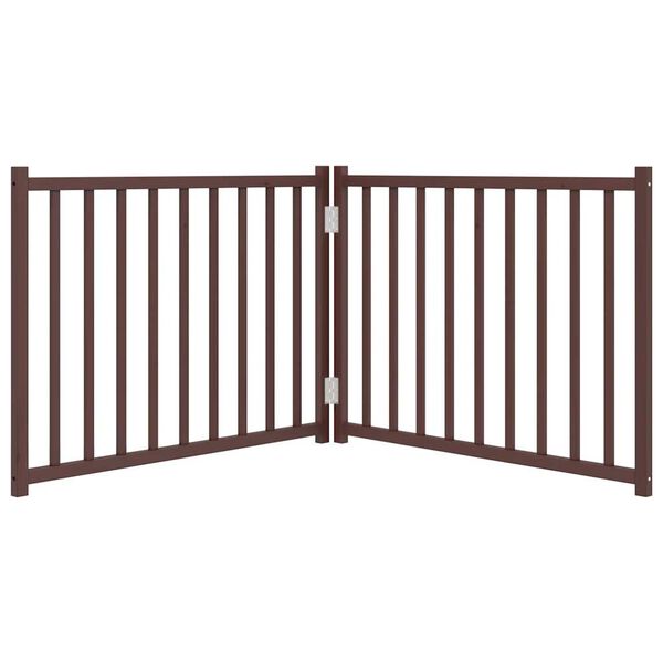 vidaXL Dog Gate Set of 2 Brown Oak Solid Fir Wood Medium Foldable