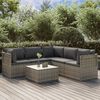 vidaXL Garden Lounge Set Grey PE rattan, powder-coated steel, polyester, PVC