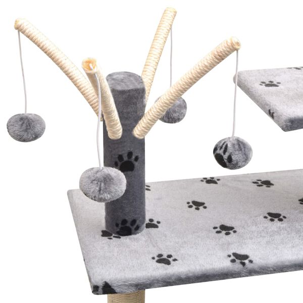 vidaXL Cat Tree Grey with black paw prints