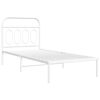 vidaXL Bed Frame White Steel Twin Modern Bed Frame Rectangular