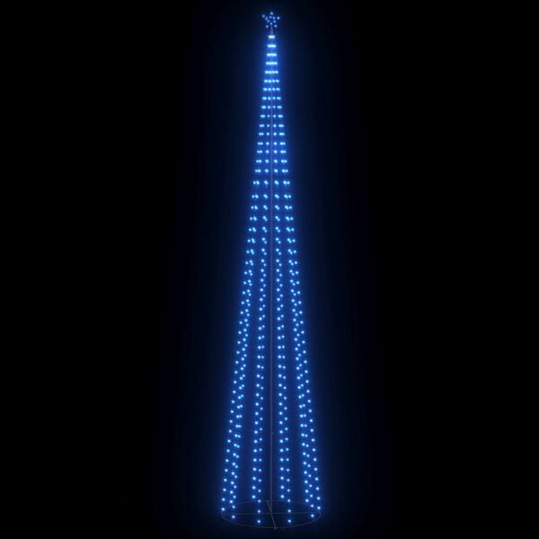 vidaXL Christmas Cone Tree Blue Powder-Coated Steel, Copper, PVC 16 ft