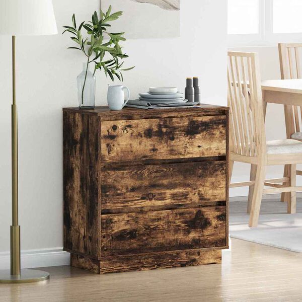 vidaXL Bedside Cabinet with Drawer Smoked Oak 27.95 x 13.58 x 29.53 in
