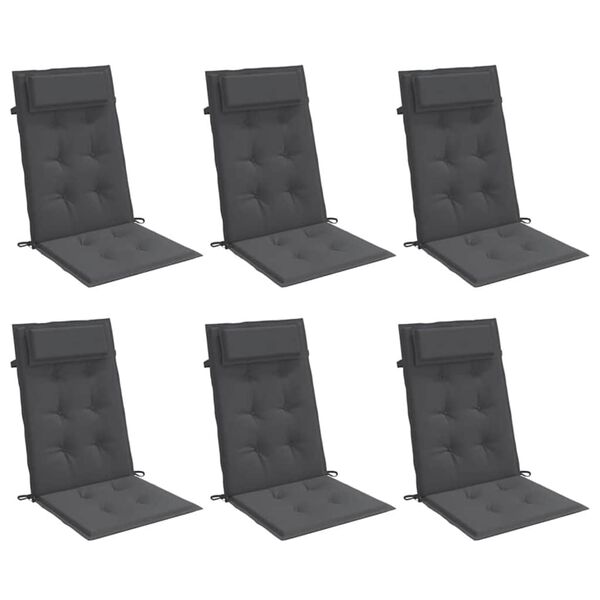 vidaXL Highback Chair Cushion Set of 6 Anthracite