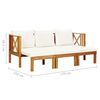 vidaXL Bench Cream and Wood Solid acacia wood and fabric (100% polyester)