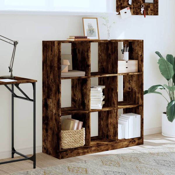 vidaXL Bookcase Smoked Oak Engineered Wood Compact Bookcase