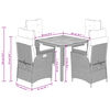 vidaXL Garden Dining Set Grey Poly Rattan Standard Adjustable Armrests
