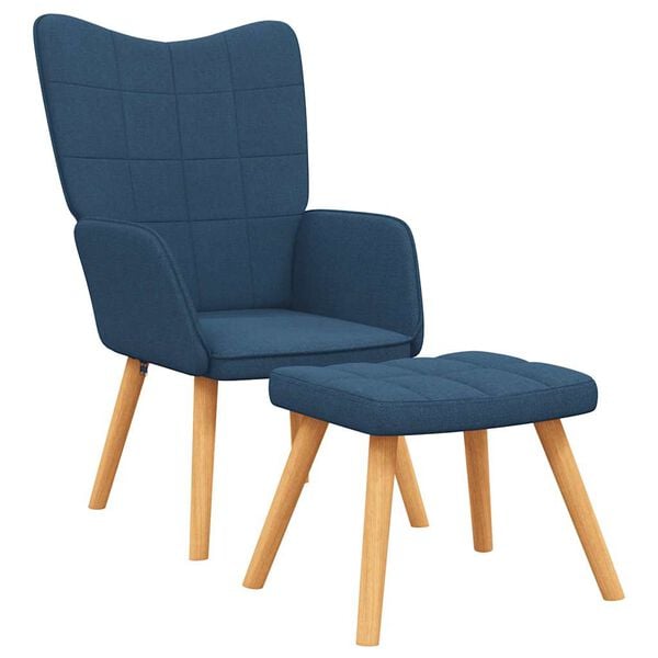 vidaXL Relaxing Chair With Stool Blue