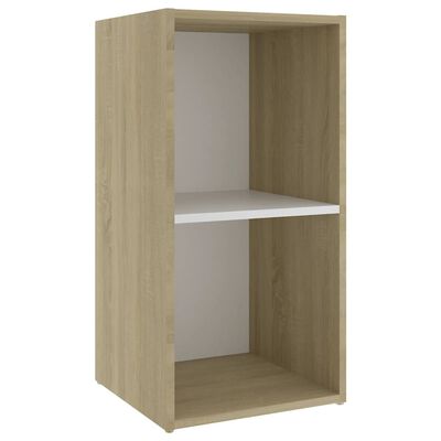 vidaXL TV Cabinets 2 pcs White and Sonoma Oak 28.3"x13.8"x14.4" Chipboard
