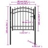 vidaXL Fence Gate with Spikes Steel 39.4x39.4" Black