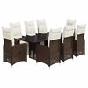 vidaXL Bistro Set Brown PE Rattan 8-seater Adjustable Footrests