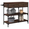 vidaXL Kitchen Trolley Brown Oak 41.3"x16.5"x37.4" Engineered Wood
