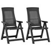 vidaXL Garden Chair Set of 2 Anthracite Plastic Standard Foldable