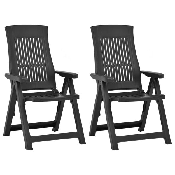 vidaXL Garden Chair Set of 2 Anthracite Plastic Standard Foldable