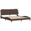 vidaXL Bed Frame Brown Faux leather, metal, solid pine wood, plywood