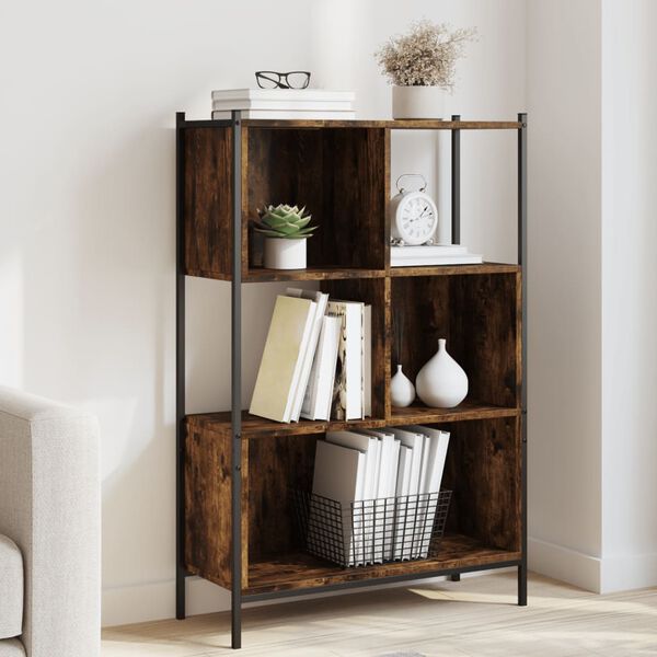 vidaXL Bookcase Smoked Oak Engineered wood, powder-coated steel Medium
