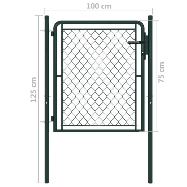 vidaXL Garden Gate Steel 39.4x29.5" Green
