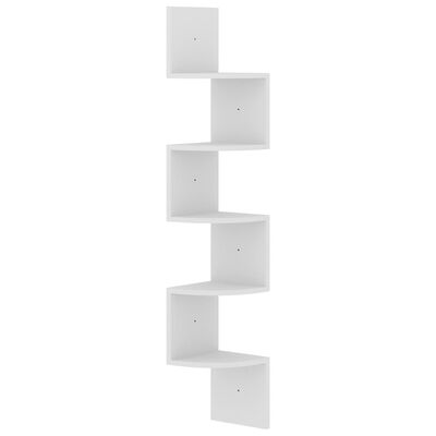 vidaXL Wall Corner Shelf White 7.5"x7.5"x48.4" Engineered Wood