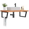 vidaXL Basin Shelf Wall Mounted Steel and Solid Wood Beech
