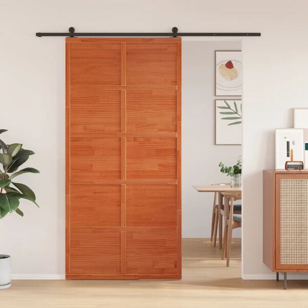 vidaXL Barn Door Wax Brown 39.4x81.9" Solid Wood Pine