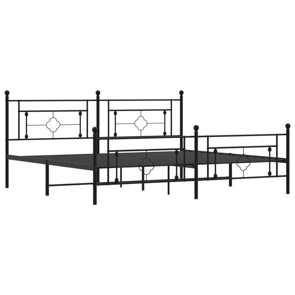 vidaXL Bed Frame Black Powder-Coated Steel Double Bed Frame