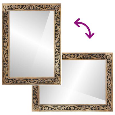 Two framed mirrors (one vertical, one horizontal) with ornate gold floral borders; indicates a rotation or pairing