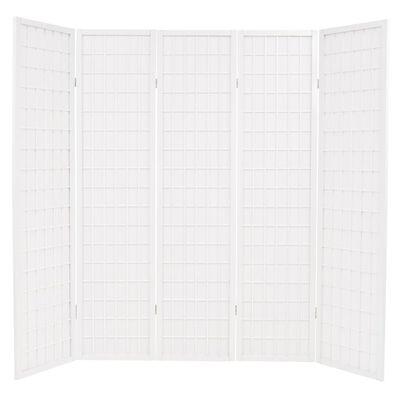 vidaXL Folding 5-Panel Room Divider Japanese Style 78.7"x66.9" White