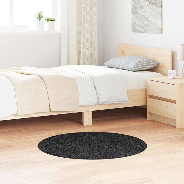vidaXL Anti-slip Shaggy Rug Dark Grey 35.4" x 35.4" PP