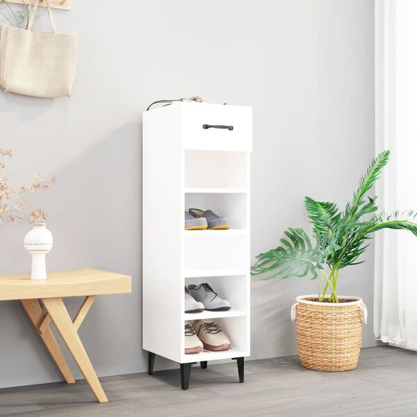 vidaXL Shoe Cabinet White Engineered wood Tall and slim Shoe Cabinet