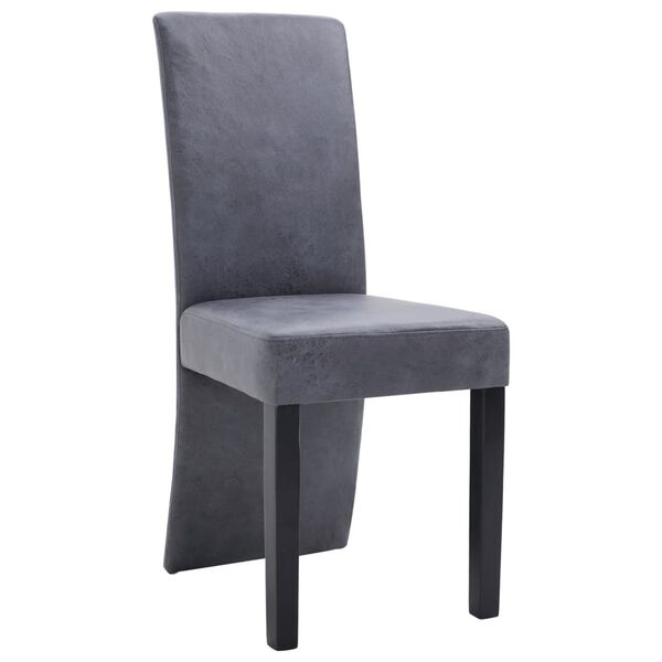 vidaXL Dining Chair Set of 4 Grey Faux suede and wood Standard Modern