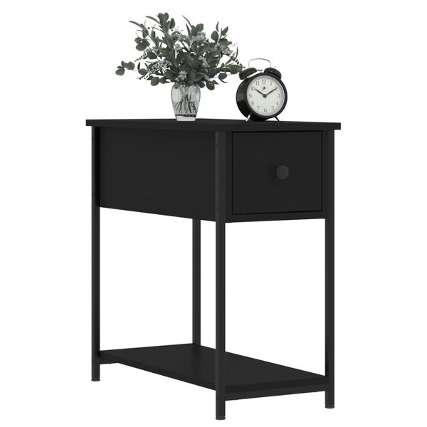 vidaXL Bedside Cabinet Black Engineered wood, iron Compact