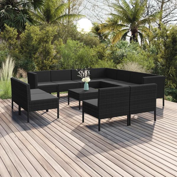 vidaXL Garden Lounge Set Black