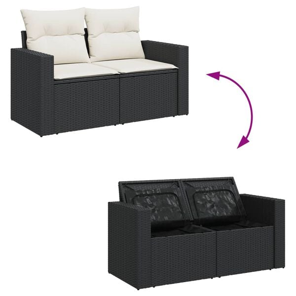vidaXL Patio Sofa Set Black