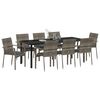 vidaXL Garden Dining Set with Cushion 9 pcs Grey Poly Rattan