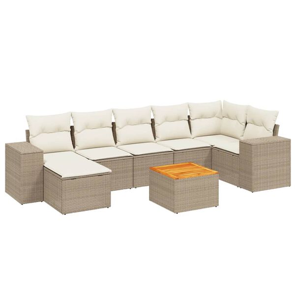 vidaXL Garden Sofa Set Beige PE rattan