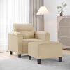 vidaXL Sofa Chair with Footstool Cream 23.6" Microfiber Fabric