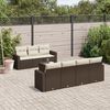 vidaXL Garden Sofa Set Set of 8 Brown PE Rattan Large Modular