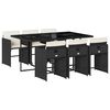 vidaXL Garden Dining Set Black PE rattan 7 Piece Set Foldable