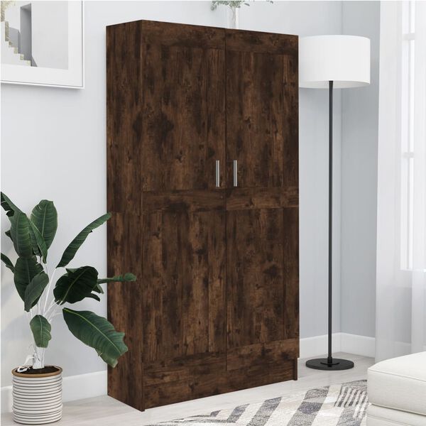 vidaXL Book Cabinet Smoked oak Engineered wood Tall Book Cabinet