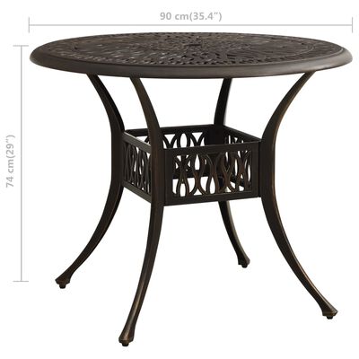 vidaXL Patio Table Bronze 35.4"x35.4"x29.1" Cast Aluminum