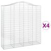 vidaXL Gabion Basket Set of 4 Silver Galvanized Iron