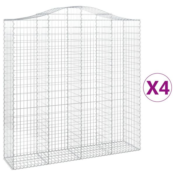 vidaXL Gabion Basket Set of 4 Silver Galvanized Iron
