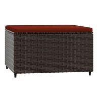 vidaXL Patio Footrest with Cushion Brown Poly Rattan