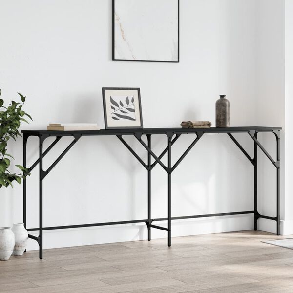 vidaXL Console Table Black Engineered wood, metal Large Adjustable Feet