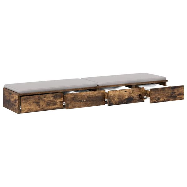vidaXL Bed Drawers Smoked Oak 53.15 x 14.37 x 6.50 in Engineered Wood